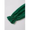 imageCHICWISH Women Square Neck Midi Dress Long Sleeve Floret Embroidery Cotton High Waist Long Dress with PocketsGreen