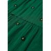 imageCHICWISH Women Square Neck Midi Dress Long Sleeve Floret Embroidery Cotton High Waist Long Dress with PocketsGreen
