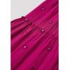 imageCHICWISH Women Square Neck Midi Dress Long Sleeve Floret Embroidery Cotton High Waist Long Dress with PocketsHot Pink