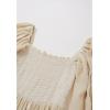 imageCHICWISH Women Square Neck Midi Dress Long Sleeve Floret Embroidery Cotton High Waist Long Dress with PocketsLight Yellow