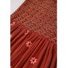 imageCHICWISH Women Square Neck Midi Dress Long Sleeve Floret Embroidery Cotton High Waist Long Dress with PocketsOrange