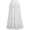 imageCHICWISH Women Summer Boho Maxi Skirt Eyelet Embroidery Elastic Waist Tassel String Casual Cotton Beach Vacation Long SkirtsWhite