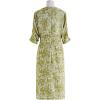 imageCHICWISH Women Summer Elegant Floral Print Faux Wrap Dresses 34 Batwing Sleeve V Neck High Waist Split Midi DressGreen