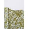 imageCHICWISH Women Summer Elegant Floral Print Faux Wrap Dresses 34 Batwing Sleeve V Neck High Waist Split Midi DressGreen
