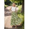 imageCHICWISH Women Tropical Floral Print Maxi Skirt Elastic Waist Summer Pleated Flowy Casual Vacation Hawaiian Long SkirtGreen