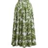imageCHICWISH Women Tropical Floral Print Maxi Skirt Elastic Waist Summer Pleated Flowy Casual Vacation Hawaiian Long SkirtGreen
