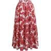 imageCHICWISH Women Tropical Floral Print Maxi Skirt Elastic Waist Summer Pleated Flowy Casual Vacation Hawaiian Long SkirtRed