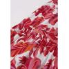 imageCHICWISH Women Tropical Floral Print Maxi Skirt Elastic Waist Summer Pleated Flowy Casual Vacation Hawaiian Long SkirtRed