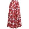 imageCHICWISH Women Tropical Floral Print Maxi Skirt Elastic Waist Summer Pleated Flowy Casual Vacation Hawaiian Long SkirtRed
