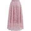 imageCHICWISH Women Tulle Mesh Midi Skirt Butterfly Embroidered High Waist ALine Flowy Fairy DoubleLayered Pink SkirtsPink