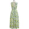 imageCHICWISH Women V Neck Sleeveless Cotton Midi Dress Lemon Printed Button Beach Vacation Summer Long Dress with Side PocketsGreen