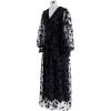 imageCHICWISH Womens 3D Posy Mesh Wrap Puff Sleeves Maxi DressBlack3d Posy Dress
