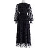 imageCHICWISH Womens 3D Posy Mesh Wrap Puff Sleeves Maxi DressBlack3d Posy Dress