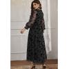imageCHICWISH Womens 3D Posy Mesh Wrap Puff Sleeves Maxi DressBlack3d Posy Dress