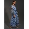imageCHICWISH Womens 3D Posy Mesh Wrap Puff Sleeves Maxi DressBlue3d Posy Dress