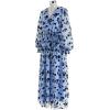 imageCHICWISH Womens 3D Posy Mesh Wrap Puff Sleeves Maxi DressBlue3d Posy Dress