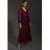 imageCHICWISH Womens 3D Posy Mesh Wrap Puff Sleeves Maxi DressBurgundy3d Posy Dress