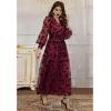 imageCHICWISH Womens 3D Posy Mesh Wrap Puff Sleeves Maxi DressBurgundy3d Posy Dress