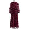 imageCHICWISH Womens 3D Posy Mesh Wrap Puff Sleeves Maxi DressBurgundy3d Posy Dress