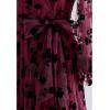 imageCHICWISH Womens 3D Posy Mesh Wrap Puff Sleeves Maxi DressBurgundy3d Posy Dress