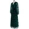 imageCHICWISH Womens 3D Posy Mesh Wrap Puff Sleeves Maxi DressEmerald3d Posy Dress