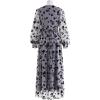 imageCHICWISH Womens 3D Posy Mesh Wrap Puff Sleeves Maxi DressGrey3d Posy Dress