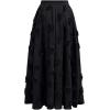 imageCHICWISH Womens 3D Rose Openwork Elastic Waist Cotton Casual Midi SkirtBlack