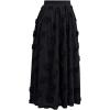 imageCHICWISH Womens 3D Rose Openwork Elastic Waist Cotton Casual Midi SkirtBlack
