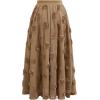 imageCHICWISH Womens 3D Rose Openwork Elastic Waist Cotton Casual Midi SkirtCamel