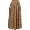 imageCHICWISH Womens 3D Rose Openwork Elastic Waist Cotton Casual Midi SkirtCamel