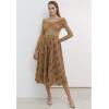imageCHICWISH Womens 3D Rose Openwork Elastic Waist Cotton Casual Midi SkirtCamel