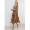 imageCHICWISH Womens 3D Rose Openwork Elastic Waist Cotton Casual Midi SkirtCamel