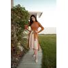 imageCHICWISH Womens BlackDark GreenCaramelCreamViolet Front Pleats Splicing Belted HiLo Knit Midi DressCaramel