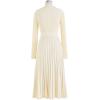 imageCHICWISH Womens BlackDark GreenCaramelCreamViolet Front Pleats Splicing Belted HiLo Knit Midi DressCream