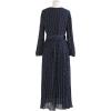 imageCHICWISH Womens CaramelNavy Polka Dots Belted Chiffon Maxi DressNavy