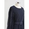 imageCHICWISH Womens CaramelNavy Polka Dots Belted Chiffon Maxi DressNavy