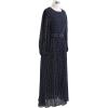 imageCHICWISH Womens CaramelNavy Polka Dots Belted Chiffon Maxi DressNavy