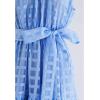 imageCHICWISH Womens Hot PinkBlue Check Halter Neck Tie Waist Maxi DressBlue