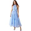 imageCHICWISH Womens Hot PinkBlue Check Halter Neck Tie Waist Maxi DressBlue