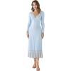 imageCHICWISH Womens LilacBlackCamelBaby Blue VNeck Soft Knit Contrast Hem Wrap Midi DressBaby Blue
