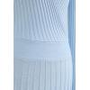 imageCHICWISH Womens LilacBlackCamelBaby Blue VNeck Soft Knit Contrast Hem Wrap Midi DressBaby Blue