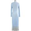 imageCHICWISH Womens LilacBlackCamelBaby Blue VNeck Soft Knit Contrast Hem Wrap Midi DressBaby Blue