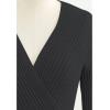 imageCHICWISH Womens LilacBlackCamelBaby Blue VNeck Soft Knit Contrast Hem Wrap Midi DressBlack