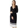 imageCHICWISH Womens LilacBlackCamelBaby Blue VNeck Soft Knit Contrast Hem Wrap Midi DressBlack