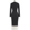 imageCHICWISH Womens LilacBlackCamelBaby Blue VNeck Soft Knit Contrast Hem Wrap Midi DressBlack