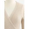 imageCHICWISH Womens LilacBlackCamelBaby Blue VNeck Soft Knit Contrast Hem Wrap Midi DressCamel