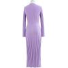 imageCHICWISH Womens LilacBlackCamelBaby Blue VNeck Soft Knit Contrast Hem Wrap Midi DressLilac