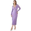 imageCHICWISH Womens LilacBlackCamelBaby Blue VNeck Soft Knit Contrast Hem Wrap Midi DressLilac