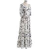 imageCHICWISH Womens Navy Floral Frilling Wrapped Maxi DressNavy Floral