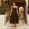 imageCHICWISH Womens Nude PinkBlack Tiered Layered Mesh Ballet Prom Party Tulle Tutu Aline Midi SkirtBlack